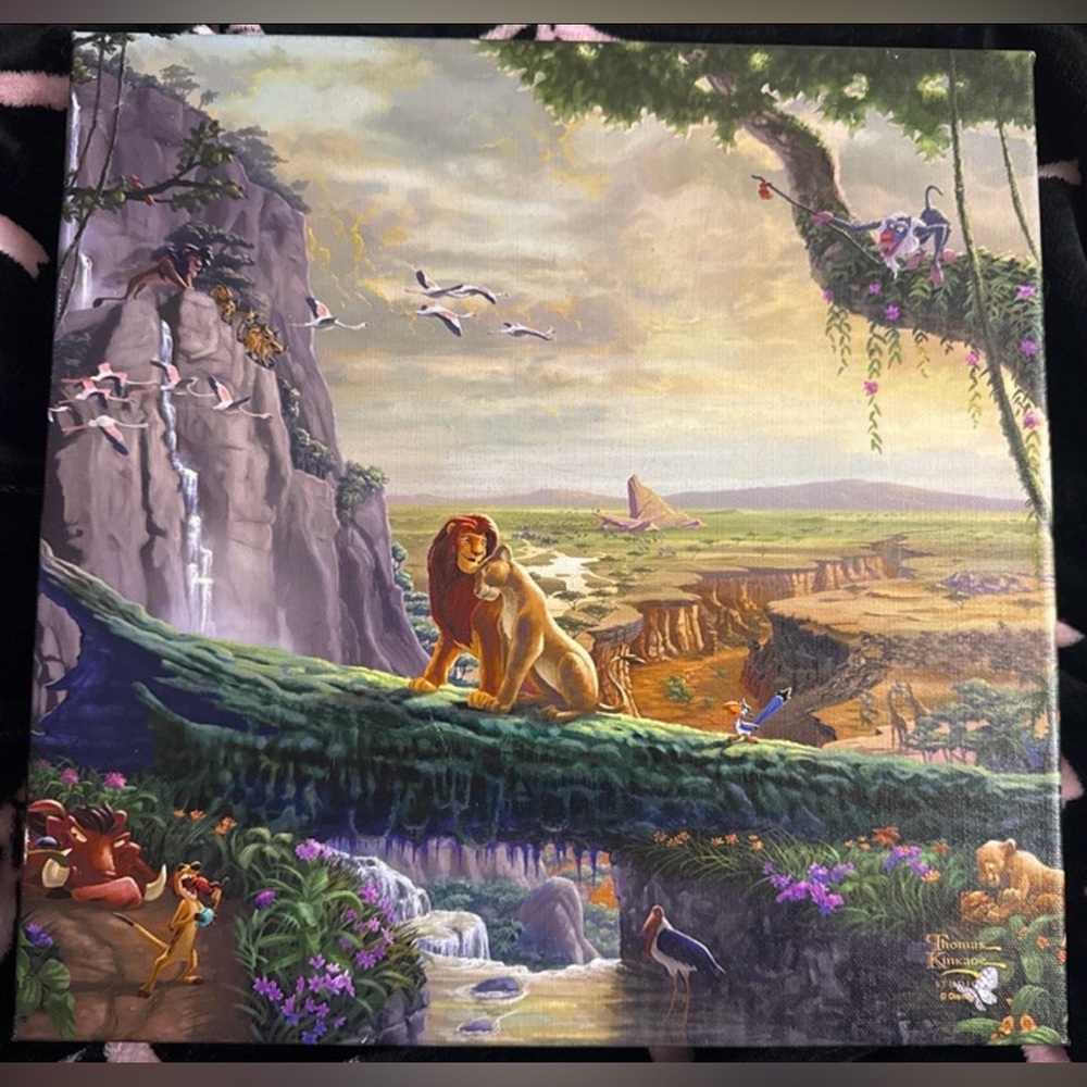 Thomas Kinkade Disney The Lion King Return to Pride Rock – 14x14 Gallery Wrapped